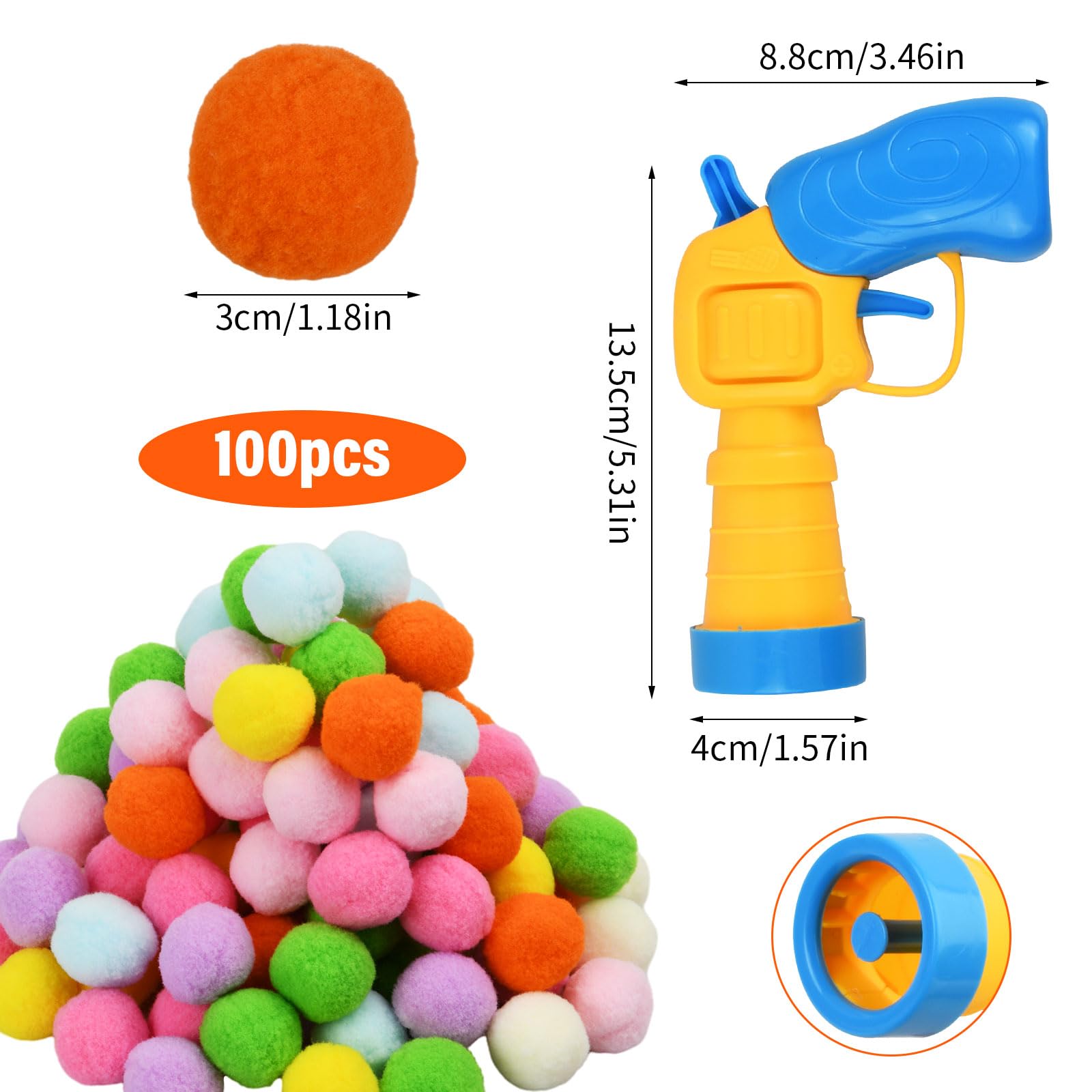Volumoon Interactive Cat Toys, Cat Ball Toy Launcher with 100pcs Soft Pom Pom Balls - Image 3