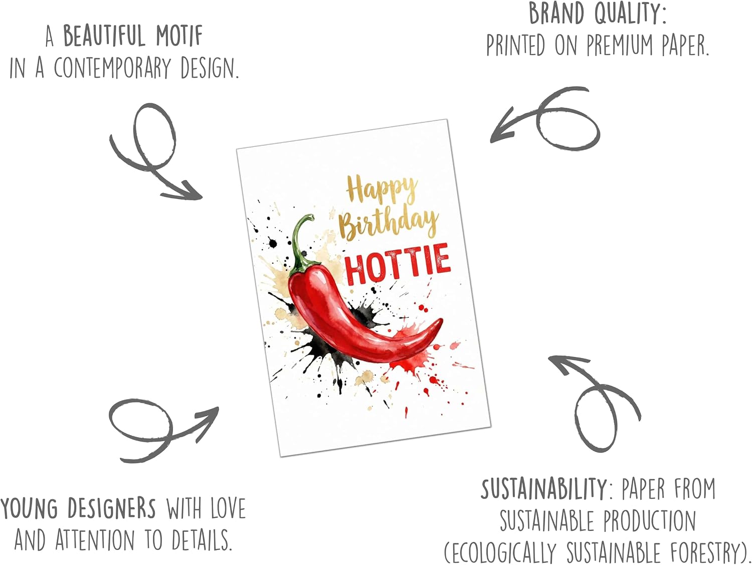 Edition Seidel Premium Birthday Card with Envelope Greeting Card Birthday Card Saying English Chili Hottie Red Splash Humorous Wife Girlfriend Partner (G3916 SW026) image 3