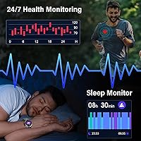 Vista 5 de Relojes inteligentes militares para hombres (respuestahacer llamadas), reloj de fitness HD de 1.39 pulgadas, monitor de sueño de frecuencia cardíaca