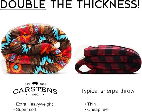 Vista 5 de CARSTENS, INC. Wrangler Ultra Premium - Manta de forro polar sherpa súper suave, 54 x 68 pulgadas, diseño Southwest Horizon Horizonte Suroeste