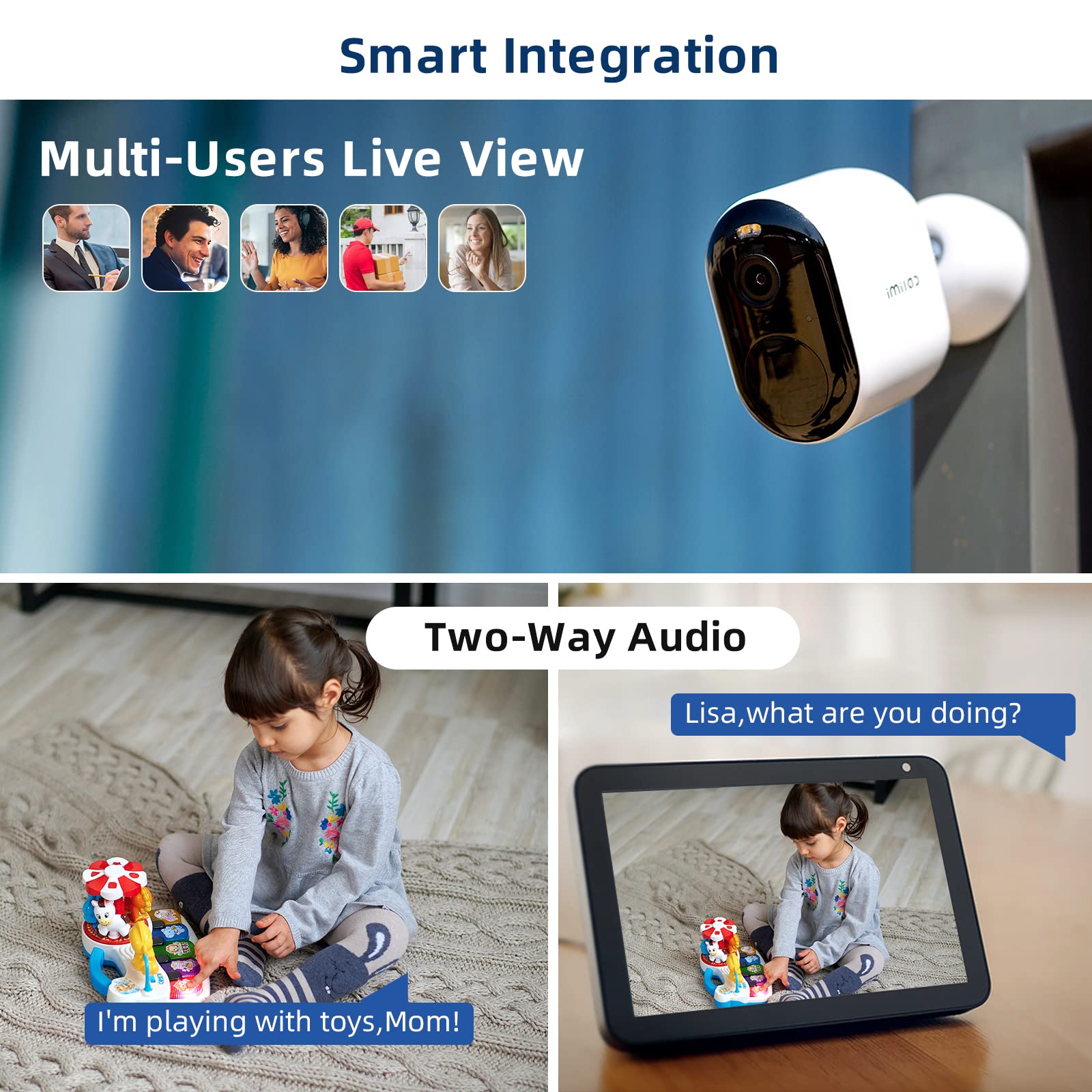 Telecamera da Esterno Wireless, Batteria Ricaricabile, risoluzione 1080p, telecamere IP WLAN, sensore di Movimento, 4MP, 15M, Visione Notturna, Impermeabile IP66, Cloud Storage/Slot SD
