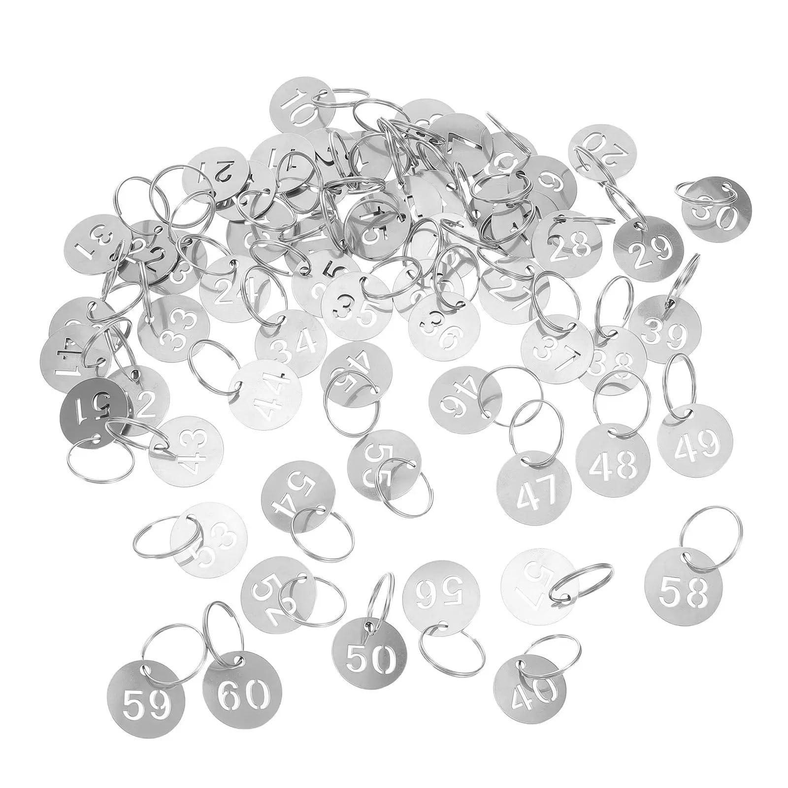 30 targhette identificative in plastica in acciaio inox, rotonde, numerate, in metallo, per eventi, squadre di campeggio, armadietti, per ufficio, hotel, caselle postali, dormitori, chiavi di