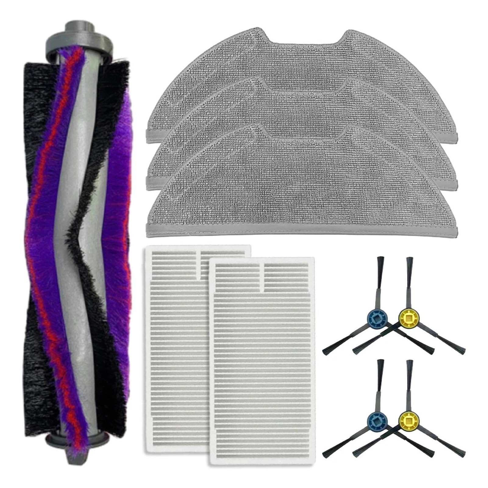 Dirlux Compatible for Eureka and Obode Robotic Vacuum Cleaner, Main Side Brush, Filter and Mop Cloth Set(A)
