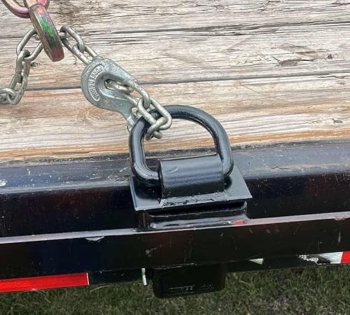 Vista 9 de Mytee Products Anillo en D de bolsillo de estaca ajustable resistente con pasador de enganche de 1/2 pulgada, WLL 5400 libras y 4 agujeros para Negro