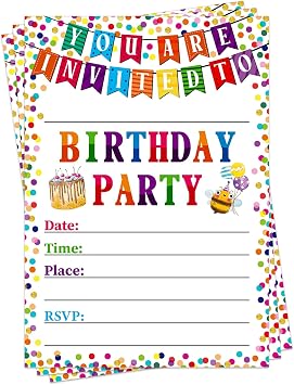 30 Pack Birthday Party Invitations for Kids Boys Girls 5"x7" Birthday Invitation Cards Birthday Party Invite Cards for Teens Birthday Party Supplies