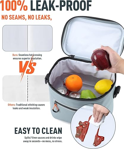 Miniatura 3 de Bolsa térmica de lados suaves, caja de hielo portátil para 71630 latas, impermeable, a prueba de fugas, enfriador aislado para almuerzo, playa,