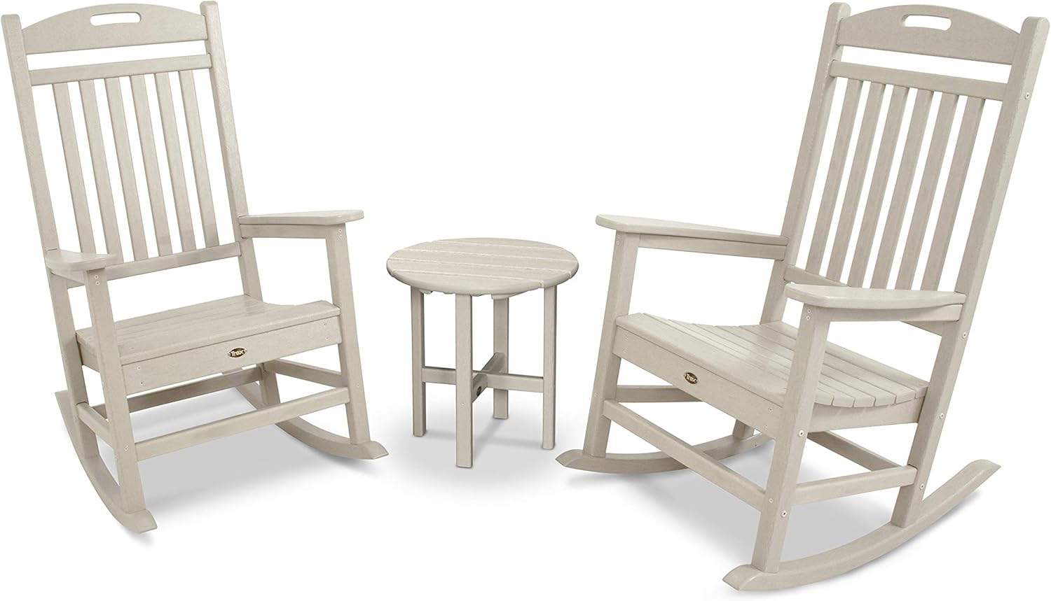 Trex Outdoor Furniture by Polywood 3-Piece Yacht Club Rocker Set, Charcoal Black