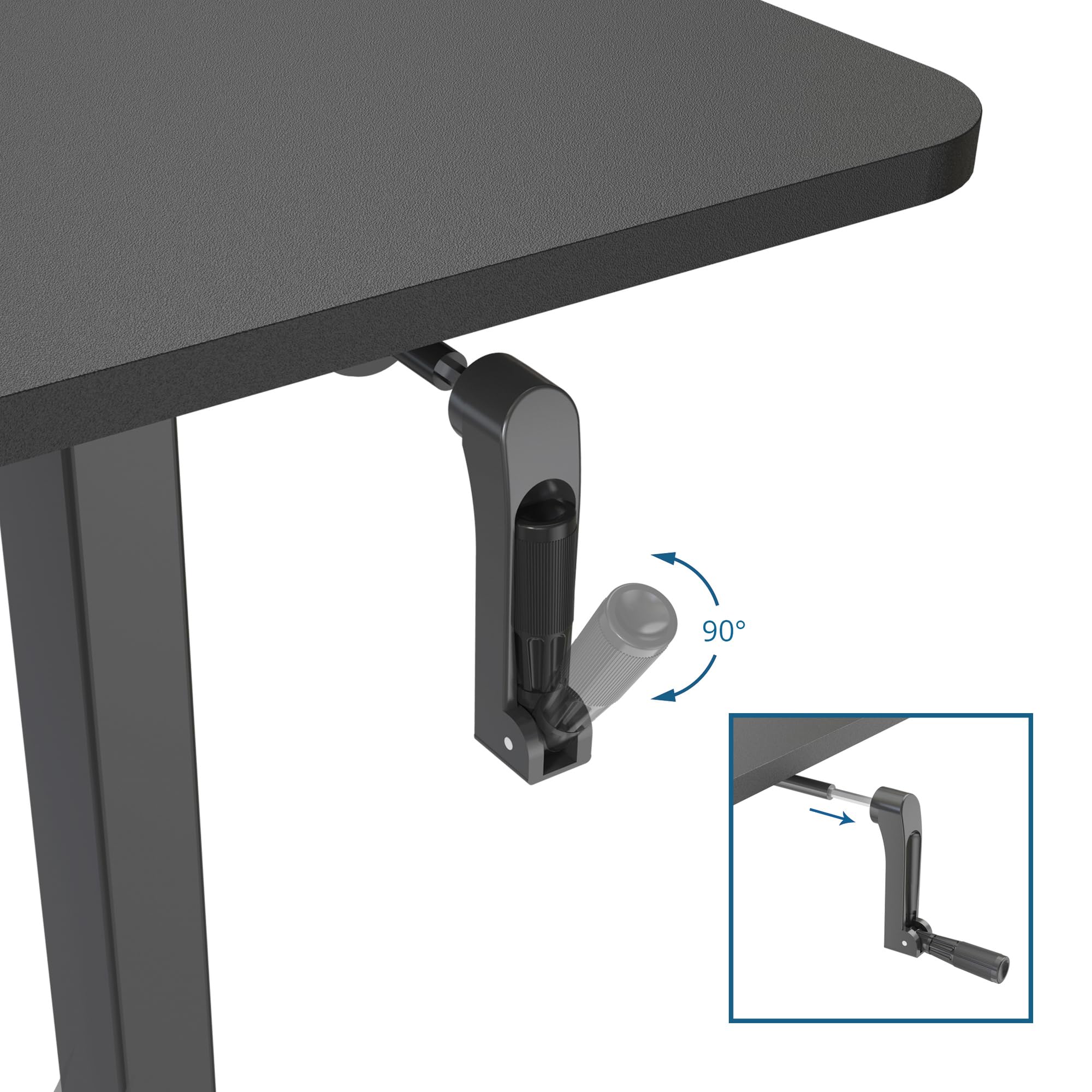 hjh OFFICE 802115 Mesa de Altura Regulable Stand CR Placa MDF, armazón de Acero Nero, Amplia Superficie de Trabajo: 120 x 60 cm