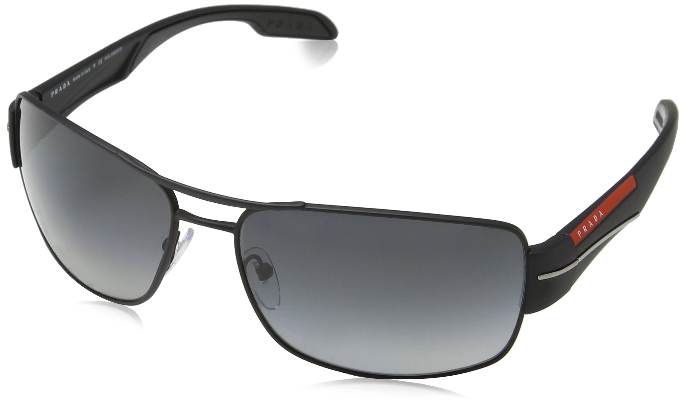 PradaLinea Rossa Men's Polarized Gradient Grey Lens Sunglasses 65-16-130 mm, PS 53NS, Black Rubber