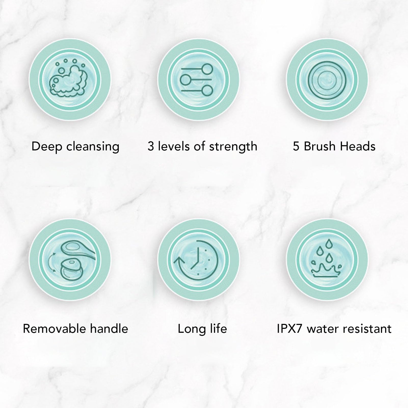 Spazzola elettrica per il corpo Spazzola per doccia multifunzionale con manico lungo Scrubber elettrico per doccia resistente all'acqua con 5 testine per uomini e donne (Verde)