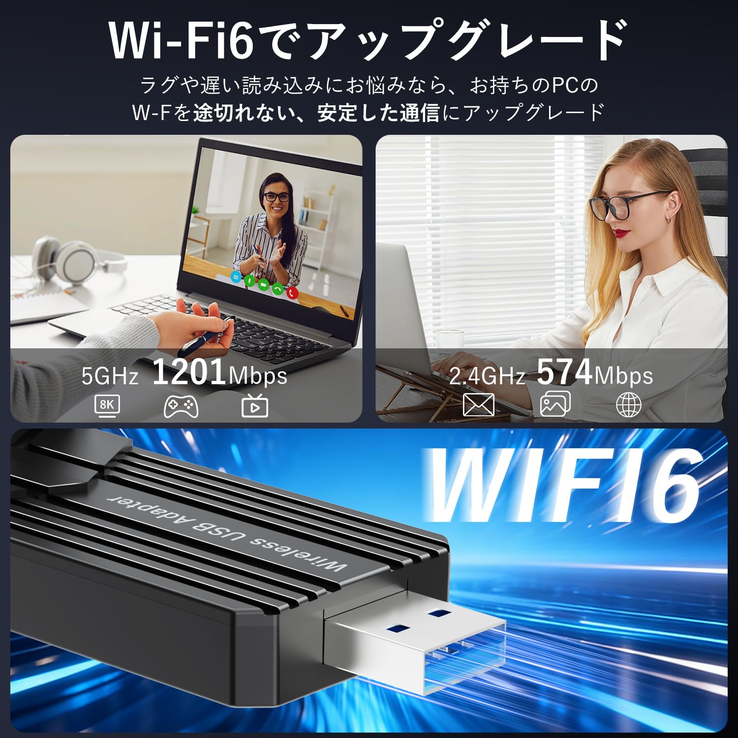 Amazon.co.jp: WiFi 無線LAN 子機 Wi-Fi 6 Vipfox 1800Mbps 無線lan