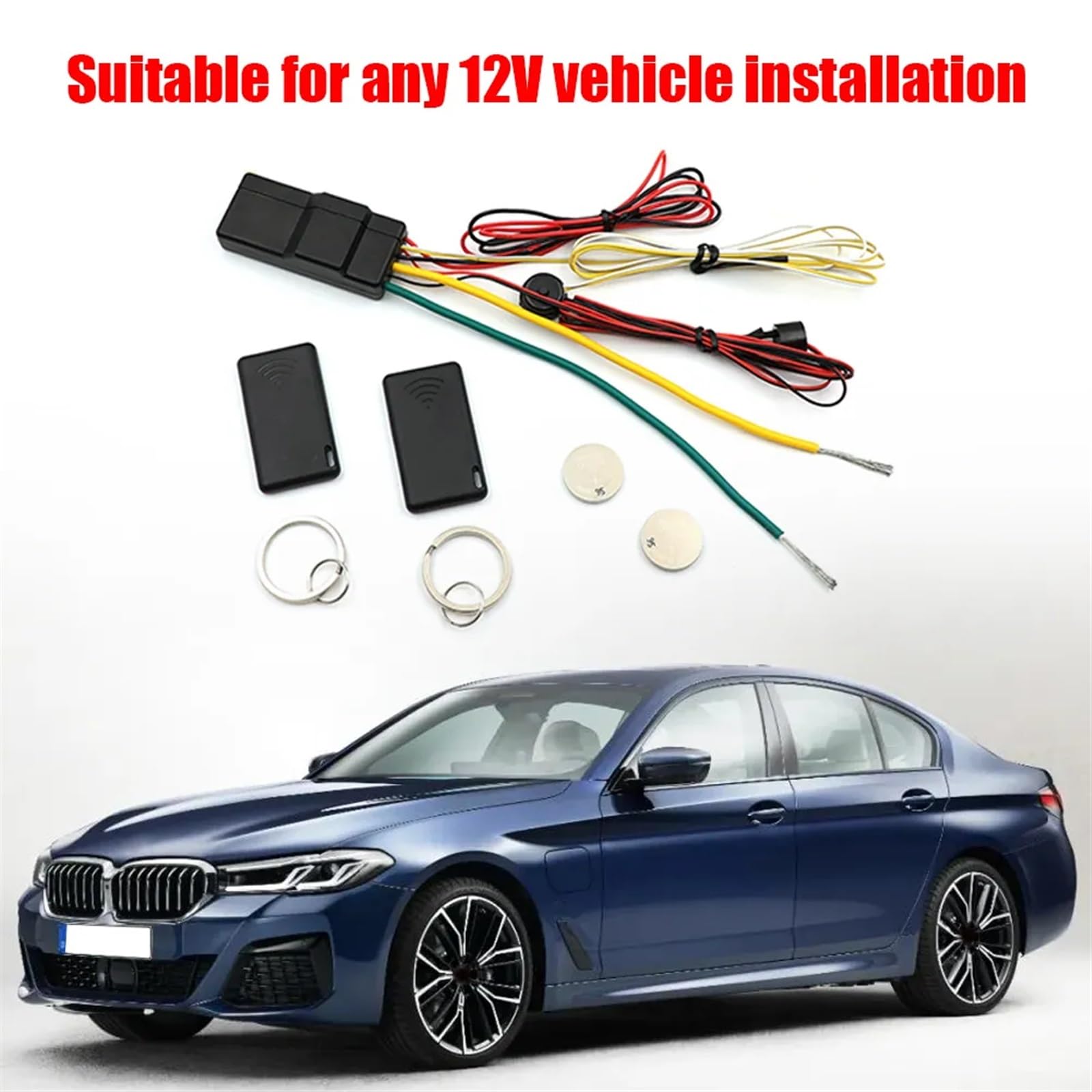 Sistema Alarma Antirrobo Coche Inmovilizador de Coche inalámbrico RFID 2,4G, Bloqueo Motor, Sistema Alarma automático, Dispositivo antirrobo con Corte Circuito Inteligente antisecuestro