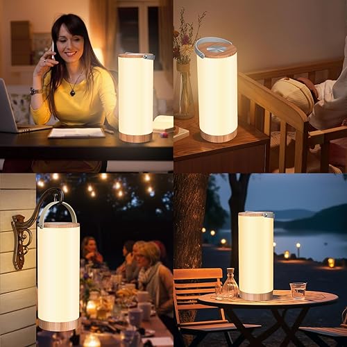 Miniatura 5 de HUMIIEYE Lámpara de mesa LED inalámbrica, lámpara de escritorio recargable de 4000 mAh con atenuación de 360 para el cuidado de los ojos, lámpara