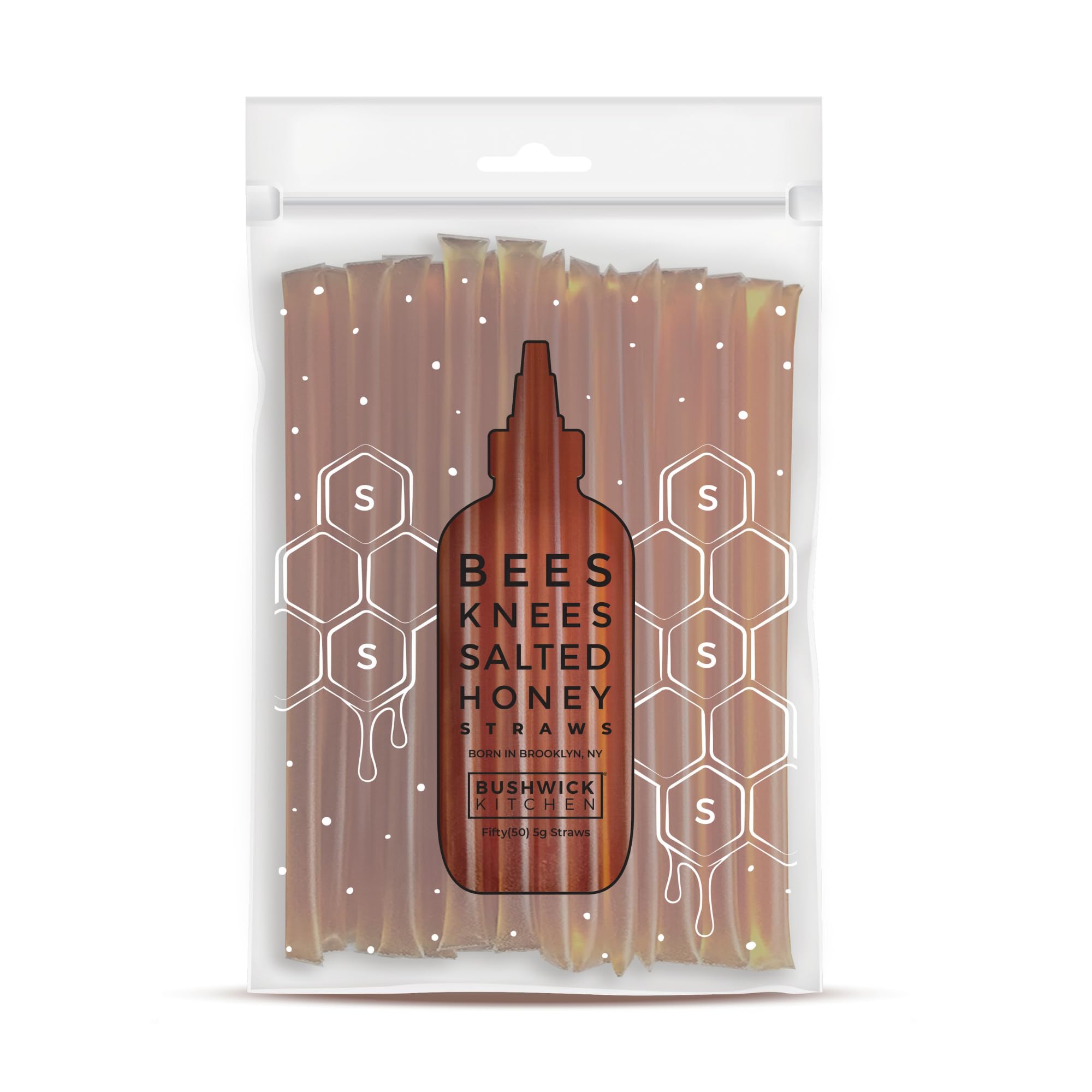 Bees Knees Salted Raw Honey Sticks, 50 Count of Raw Honey Sticks for Tea, Made in the USA, Pure & All Natural, Sweet & Savory, Unfiltered & Gluten Free, 50 Straws