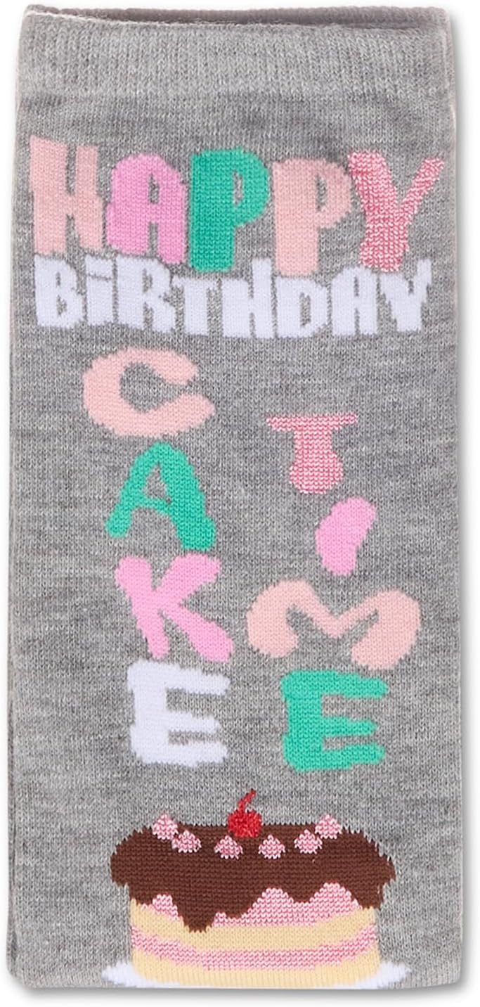 MeMoi Happy Birthday Cake Time Greeting Card Crew Socks Med