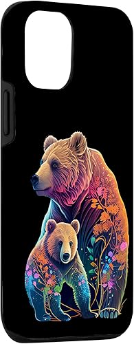 Miniatura 3 de Funda para iPhone 13 Aesthetic Mama Bear Teal Blue Purple Floral Groovy Flower