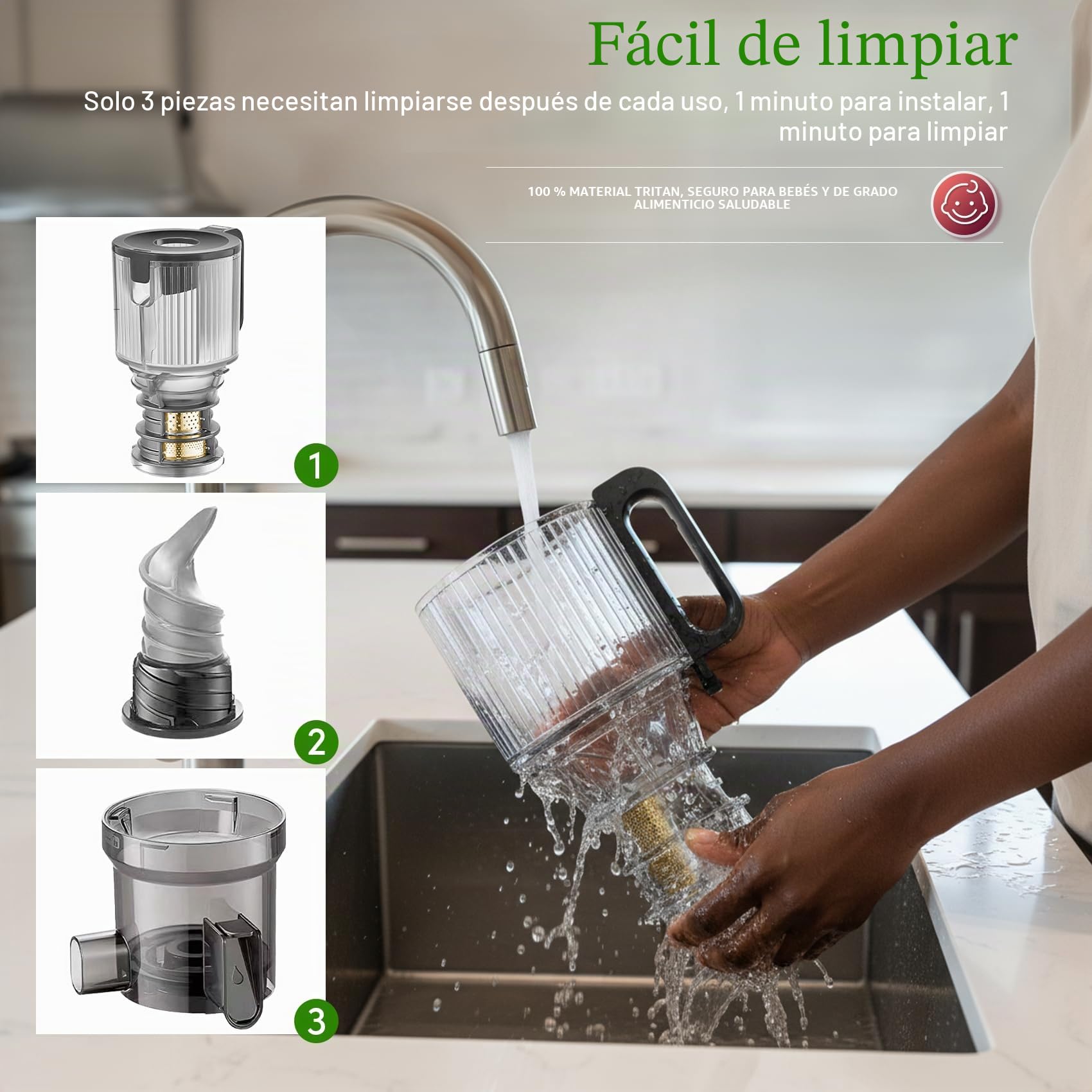 Anybear 124mm Extractor Zumos | 350W Exprimidor Doble Lento | Alto Rendimiento | Tritan Sin BPA | Recetas(Verde Oscuro)