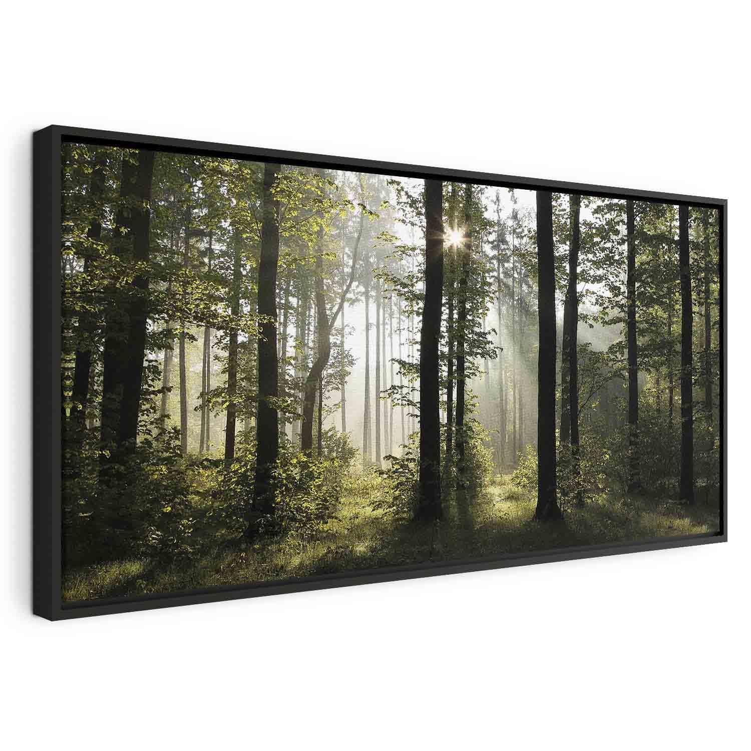murando - Leinwandbild Wald schwarzer Holzrahmen, 140x70 cm, Schlafzimmer | Hochwertige Leinwand, sofort aufhängbar, ideal fürs Wohn- oder Schlafzimmer, wasserfest und lichtecht, langlebig, stilvoll
