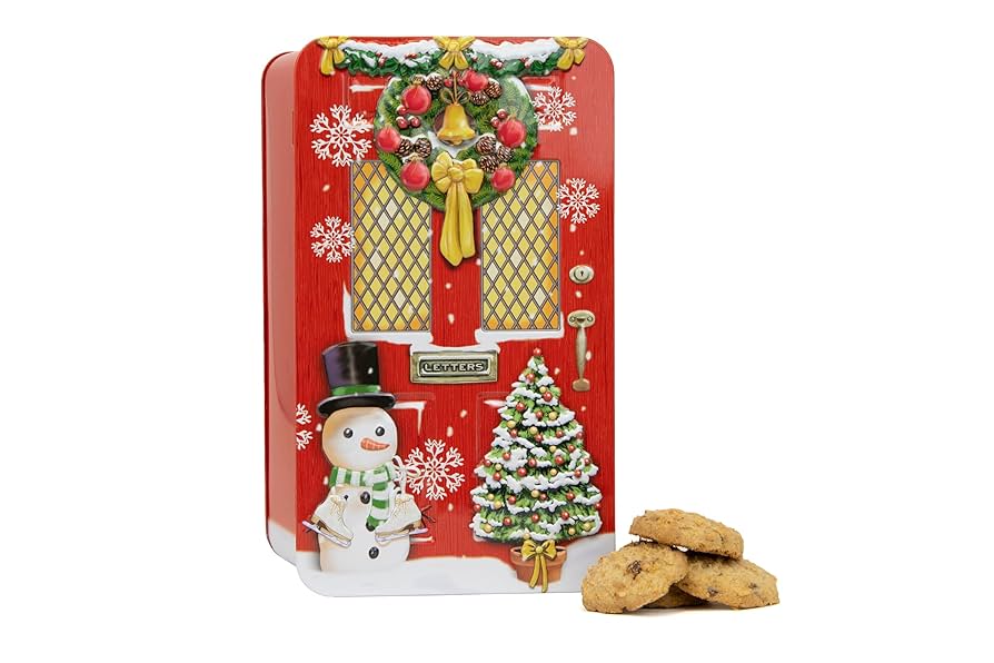 Red Christmas Door Gift Set - Novelty Christmas Biscuits
