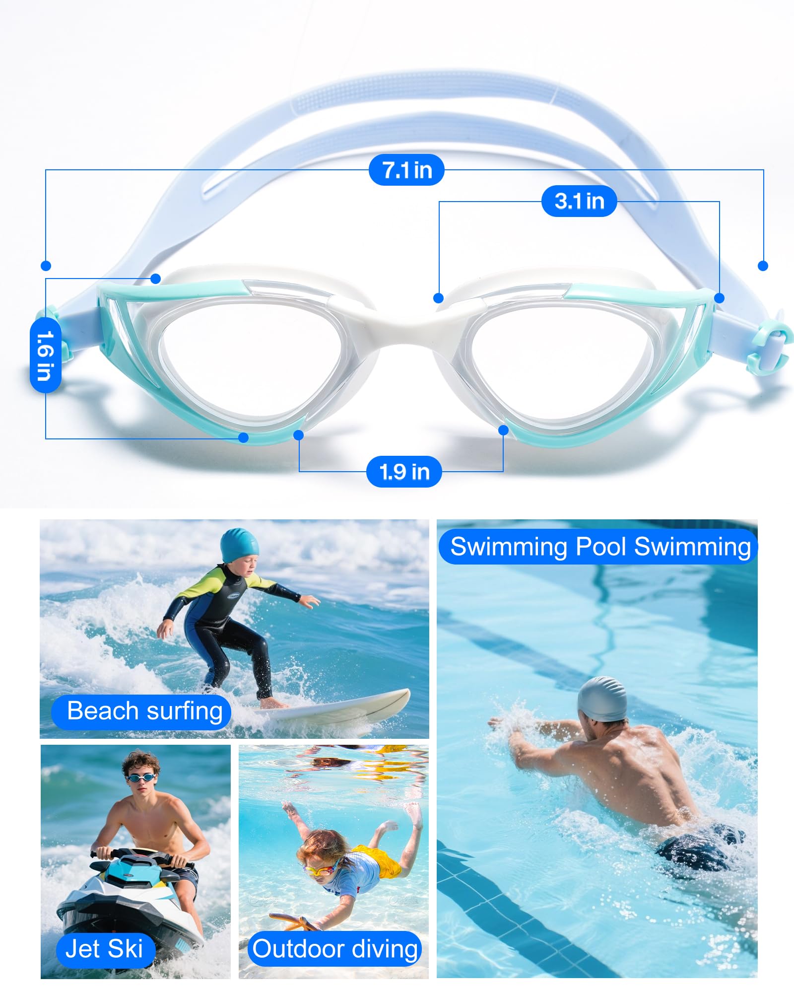 Schwimmbrille, super klare Sicht, Schwimmbrille für Erwachsene, geeignet für alle Arten von Schwimmprogrammen