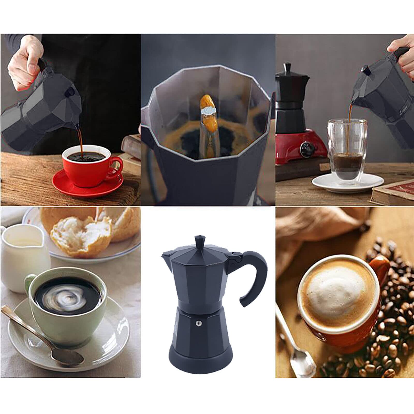 Caffettiera per caffè elettrico, 300 ml, colore nero, macchina da caffè elettrica, per caffè espresso