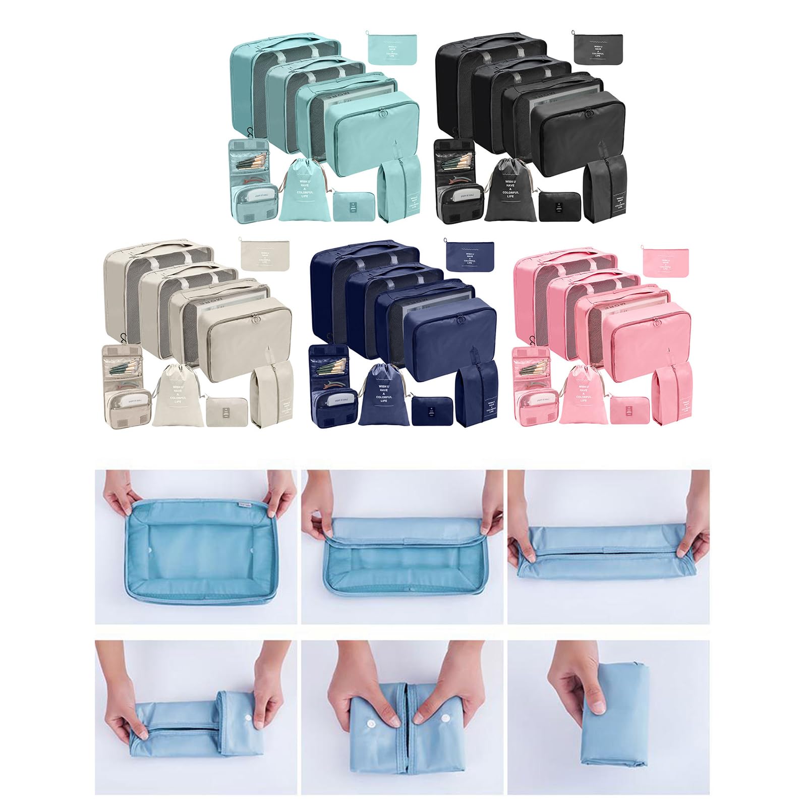 OVERTOYOU 9 pz/set Viaggio Organizzatore Borse di Immagazzinaggio di Grande Capacità Bagagli Imballaggio Cubi Vestiti Biancheria Intima Cosmetici