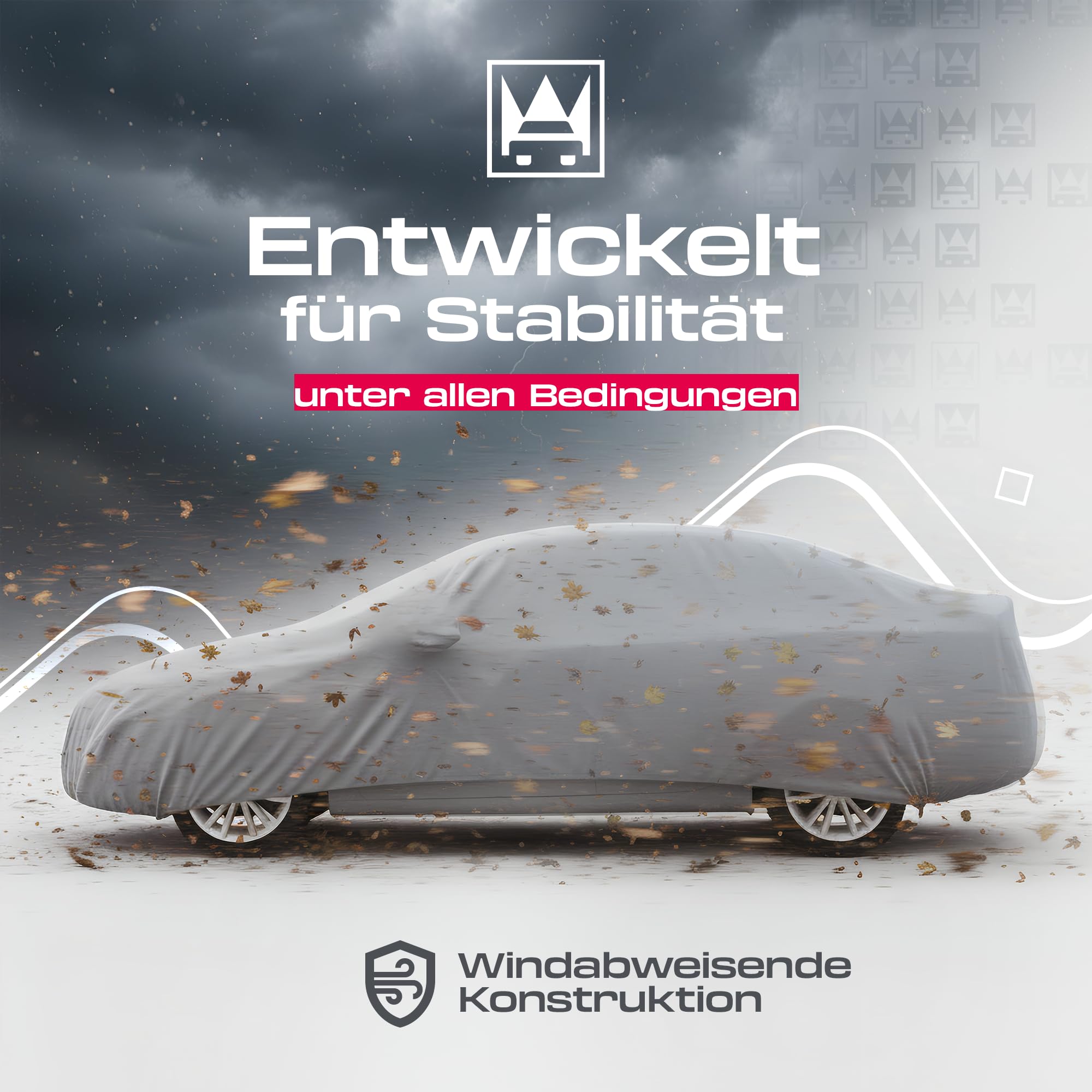 MOTOS Bache Voiture Exterieur Anti-UV Taille L – Bache De Protection Exterieur 470 x 175 x 119 cm, Imperméable, Bache Voiture Résistante pour Toutes Saisons (L)