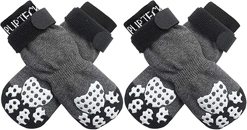 PUPTECK Calcetines antideslizantes para perros con agarres de doble cara para perros pequeños, medianos y grandes, suelos de madera dura que evitan