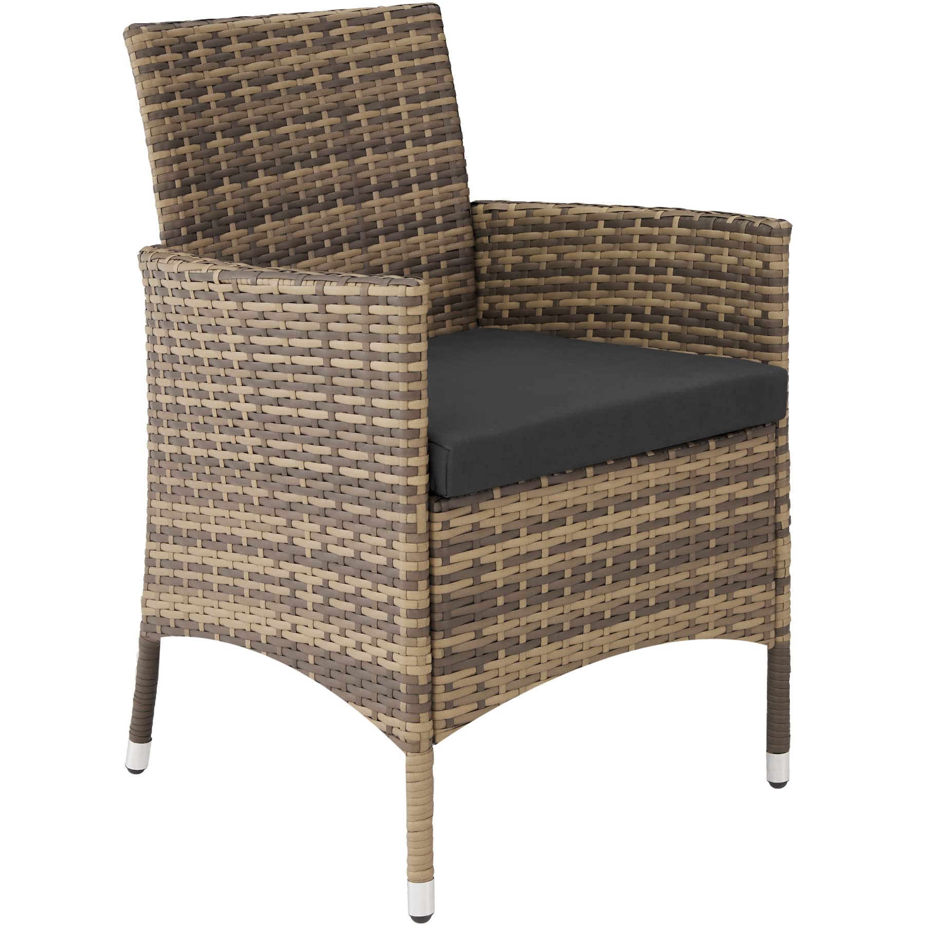 tectake® Salon de Jardin Exterieur en Poly Rotin avec Table de Jardin & 6 Chaise Confortable, Résistant aux UV, Mobilier de Jardin pour Amenagement Balcon ou Terrasse - Marron Naturel/Gris foncé