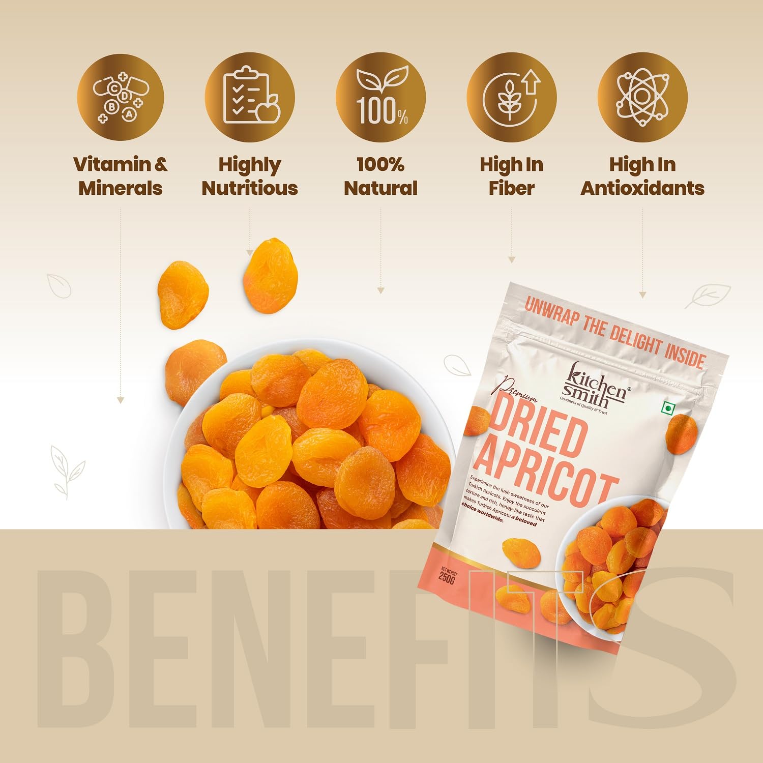KitchenSmith Dried Apricot - Pack of 2 (250gm Each) | Exotics Apricots Dry Fruits, Dry Apricot, Seedless Apricots & Jardalu | Naturally Sourced, No Added Sugar, Rich In Vitamins & Juicy - Image 4 thumbnail