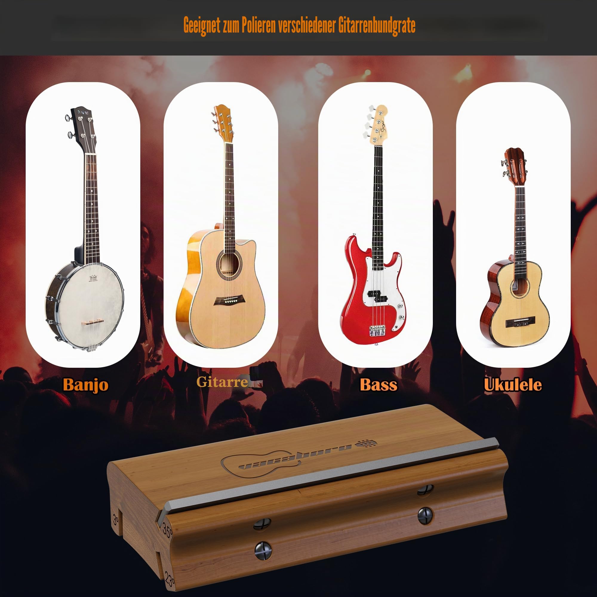 3/23/35 Grad Bundend-Feile, 3-in-1-Bundfeile, für Gitarre, Bass, Bundendverband, Gitarren-Bundkrönung, Endbearbeitung, Schrägfeile zum Abrunden, Formen und Entgraten von Bundsprossen