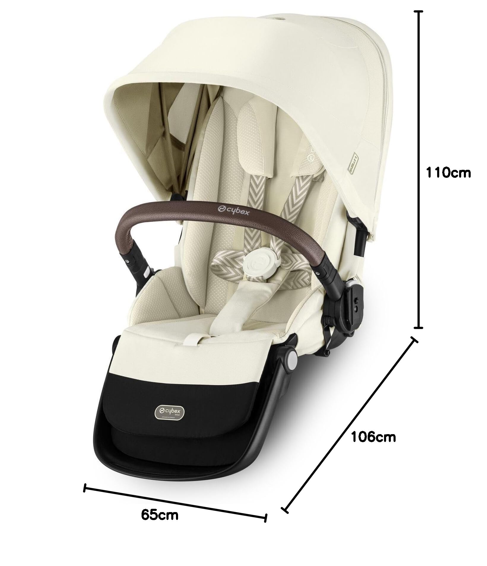 CYBEX Poussette Gold GAZELLE S, De la naissance à environ 4 ans, Max. 22 kg (mode simple) / 2x 22 kg (mode duo), Système tout-en-1 avec 20+ configurations, Beige coquillage