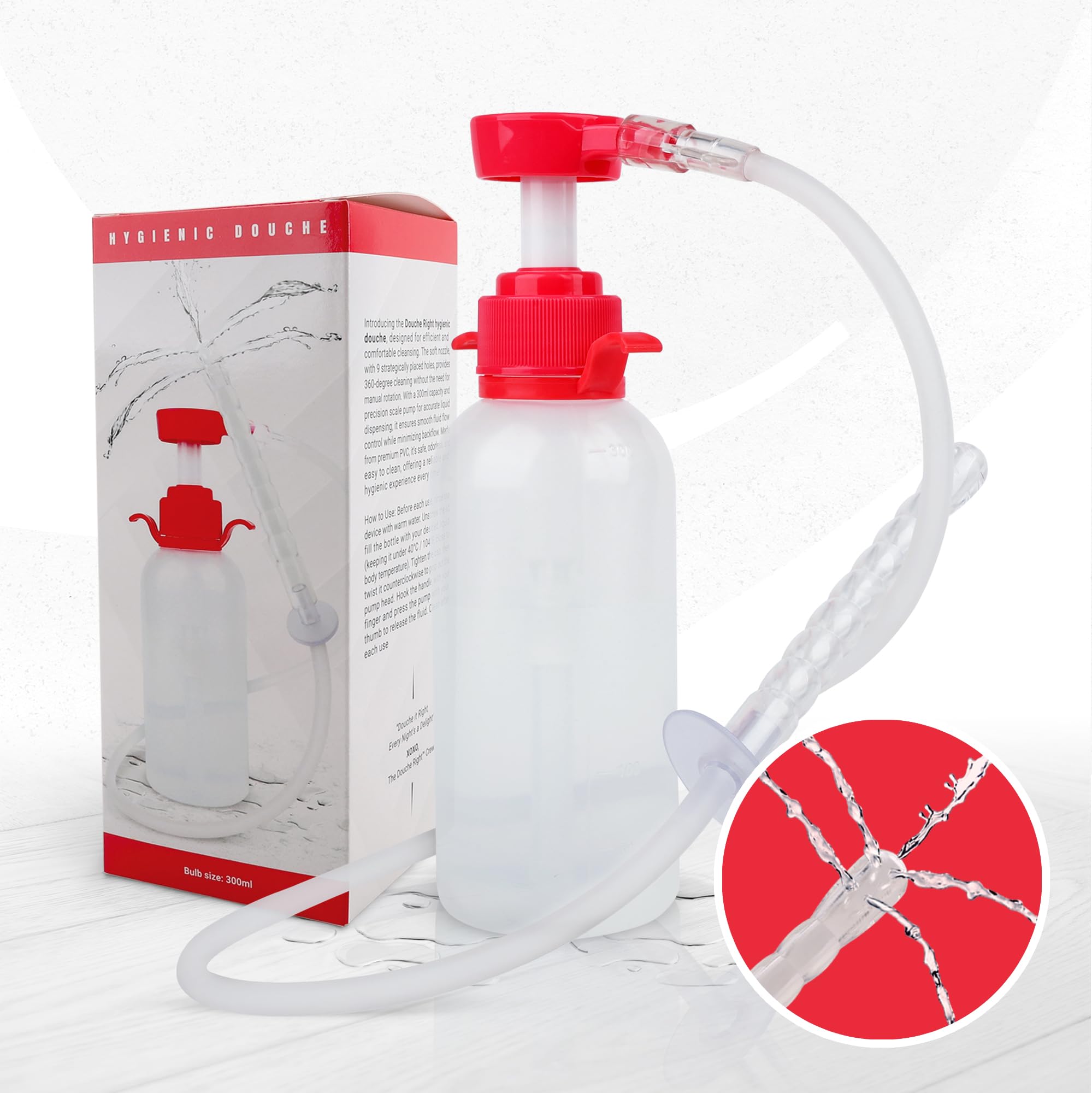 Douche System mycia higieny osobistej 3-częściowy zestaw pompki do butelek Kobiecy Douche vaginale - Douche z gładką dyszą natryskową - Osobisty środek czyszczący wielokrotnego użytku dla kobiet