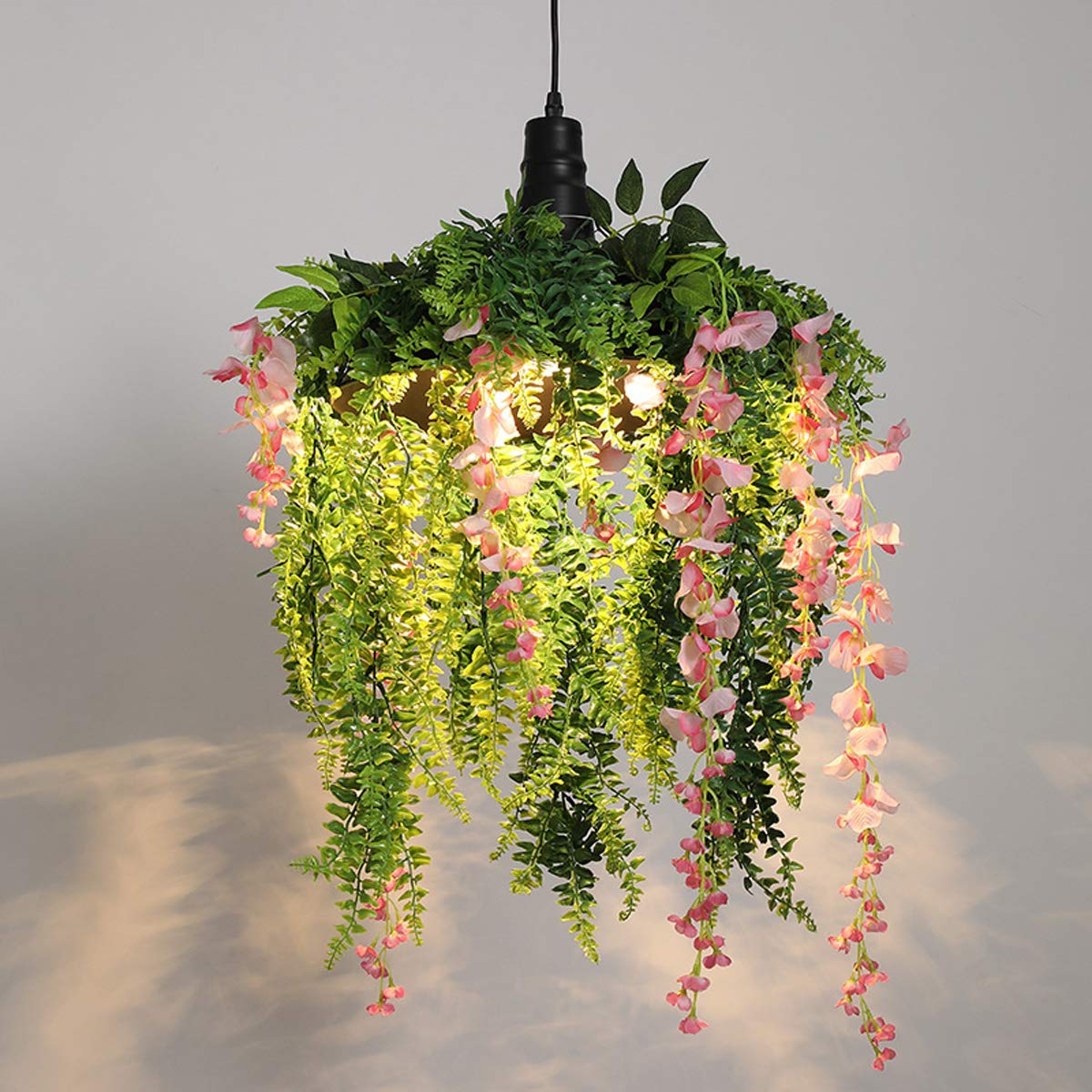 GDLight Pastoral Grüne Rebe Pendelleuchte Simulation PVC Pflanzen Hängeleuchten Romantische Kronleuchter für Esszimmer Bar Cafe Restaurant Dekoration, E27