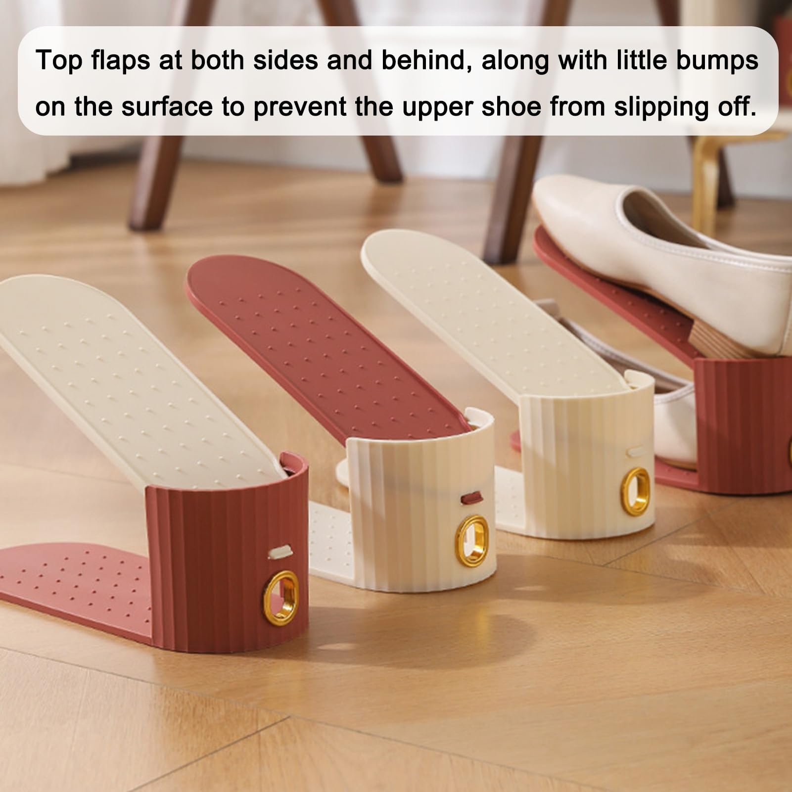 Einstellbare Schuhregale Schuhfächer-Organizer für den Schrankeingang, Schuhstapler | 2-stufig verstellbare Schuhstapler, doppellagige Halterungen für die werkzeuglose Montage im Schrank(5pcs)