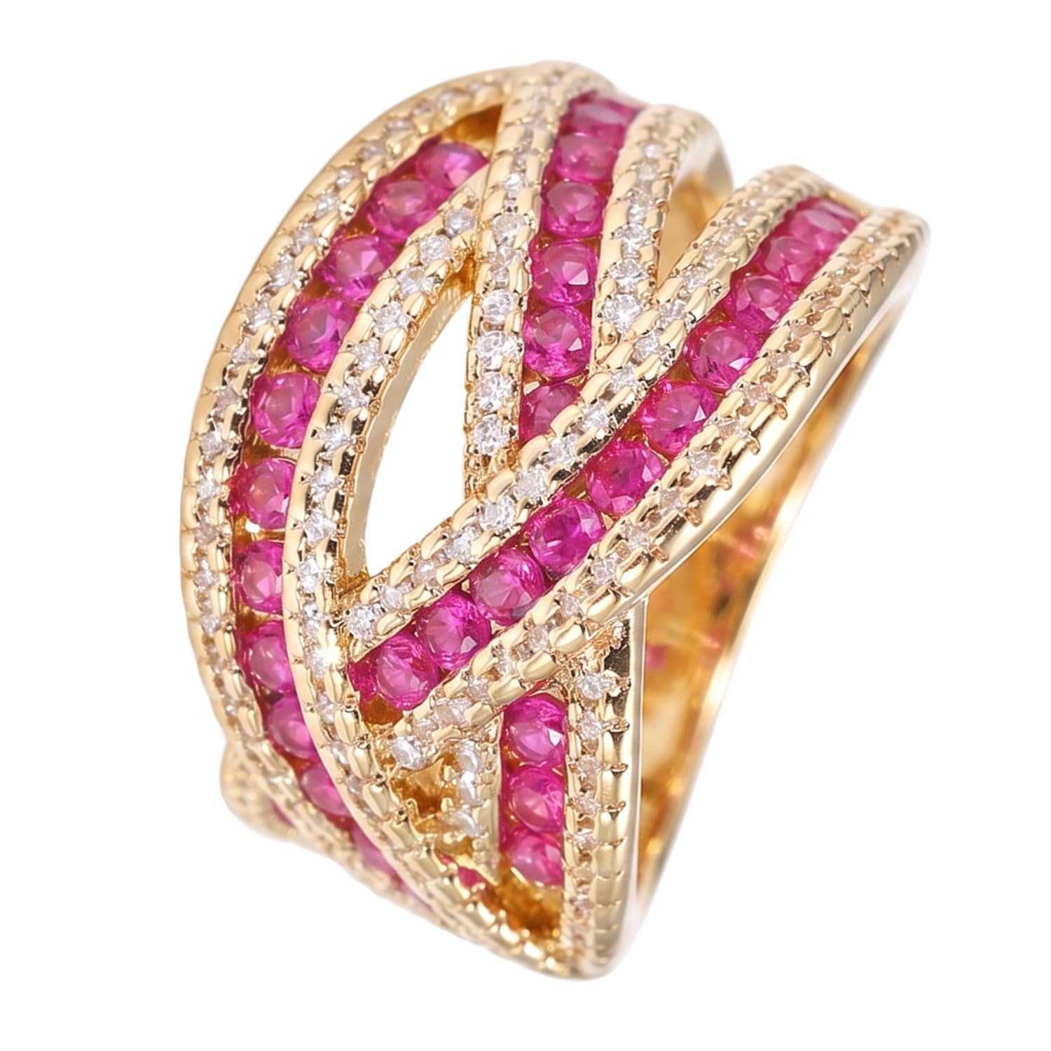 Rani Pink Gold Plated Stylish Finger Ring for Women & Girls US 7 | Cubic Zirconia Studded | Anniversary Festive & Casual Wear Jewellery | Gift for Her-image-10