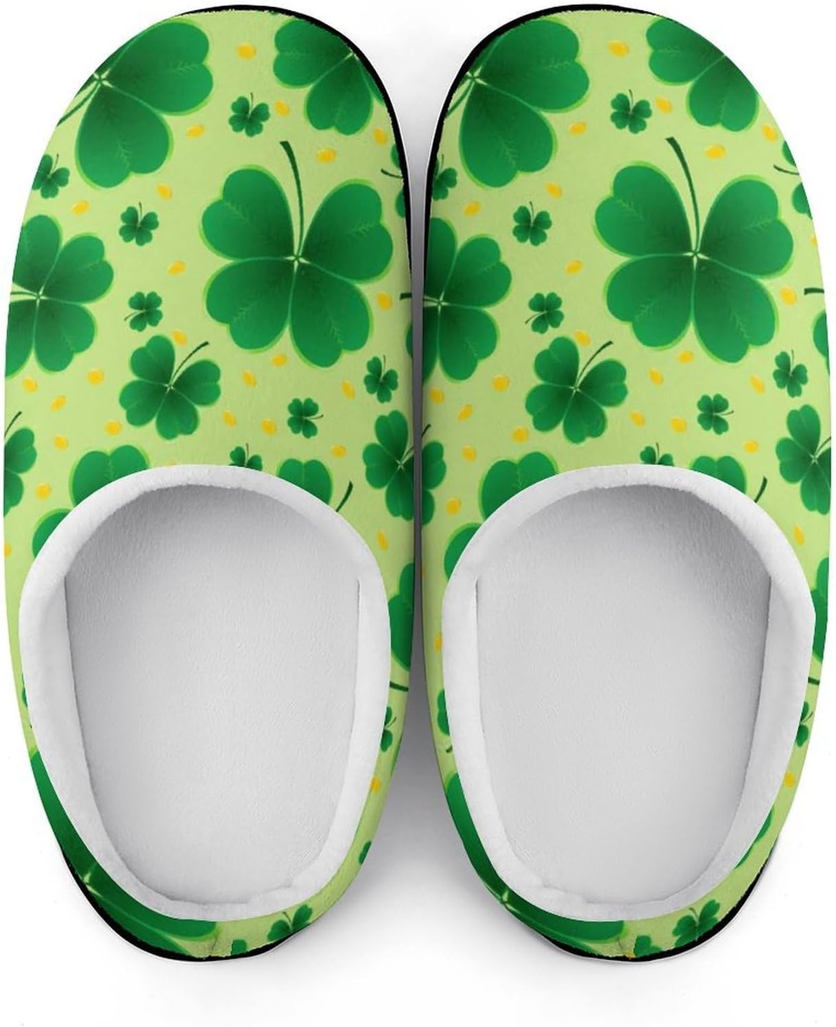 St. Patrick's Day Shamrocks Clovers Women's House Slippers Memory Foam Warm Shoes Spa Rubber Sole Indoor Outdoor