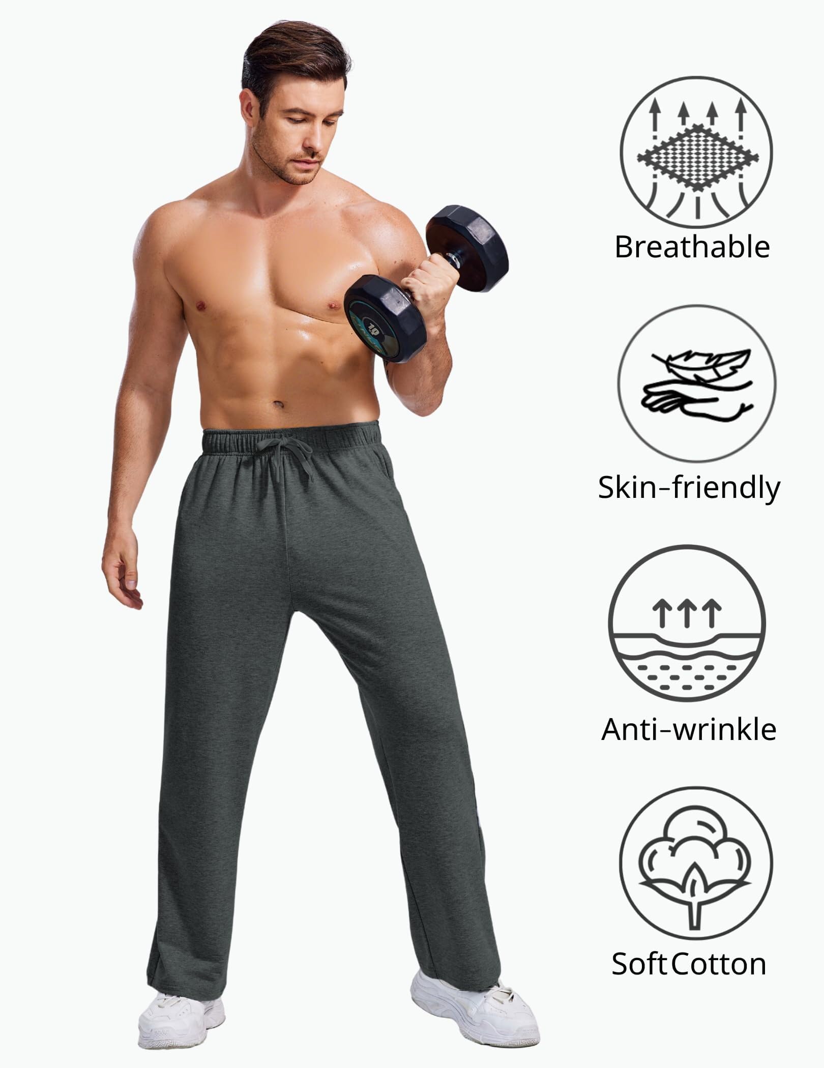 Męskie spodnie do joggingu Bawełniany dres Luźne spodnie dresowe Casual Spodnie sportowe Szerokie nogawki Lekkie z kieszeniami i sznurkiem