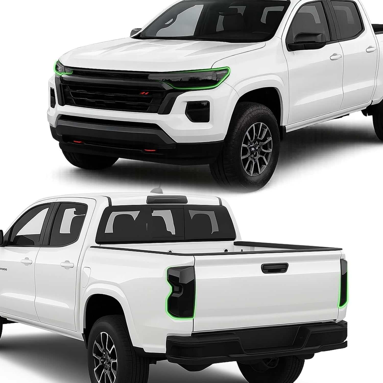 Precut Taillight Headlight Light Covers Tint fit for Chevrolet Chevy Colorado 2023 2024 Complete Tail Light Overlay Kit with Gloss Dark Smoke Wrap Cover Vinyl Decals Film Accessories