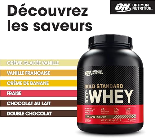 Optimum Nutrition Gold Standard 100% Whey, Protéine, Goût Chocolat Noisette, 2.27kg, 71 Doses, Emballage Peut Varier - 5