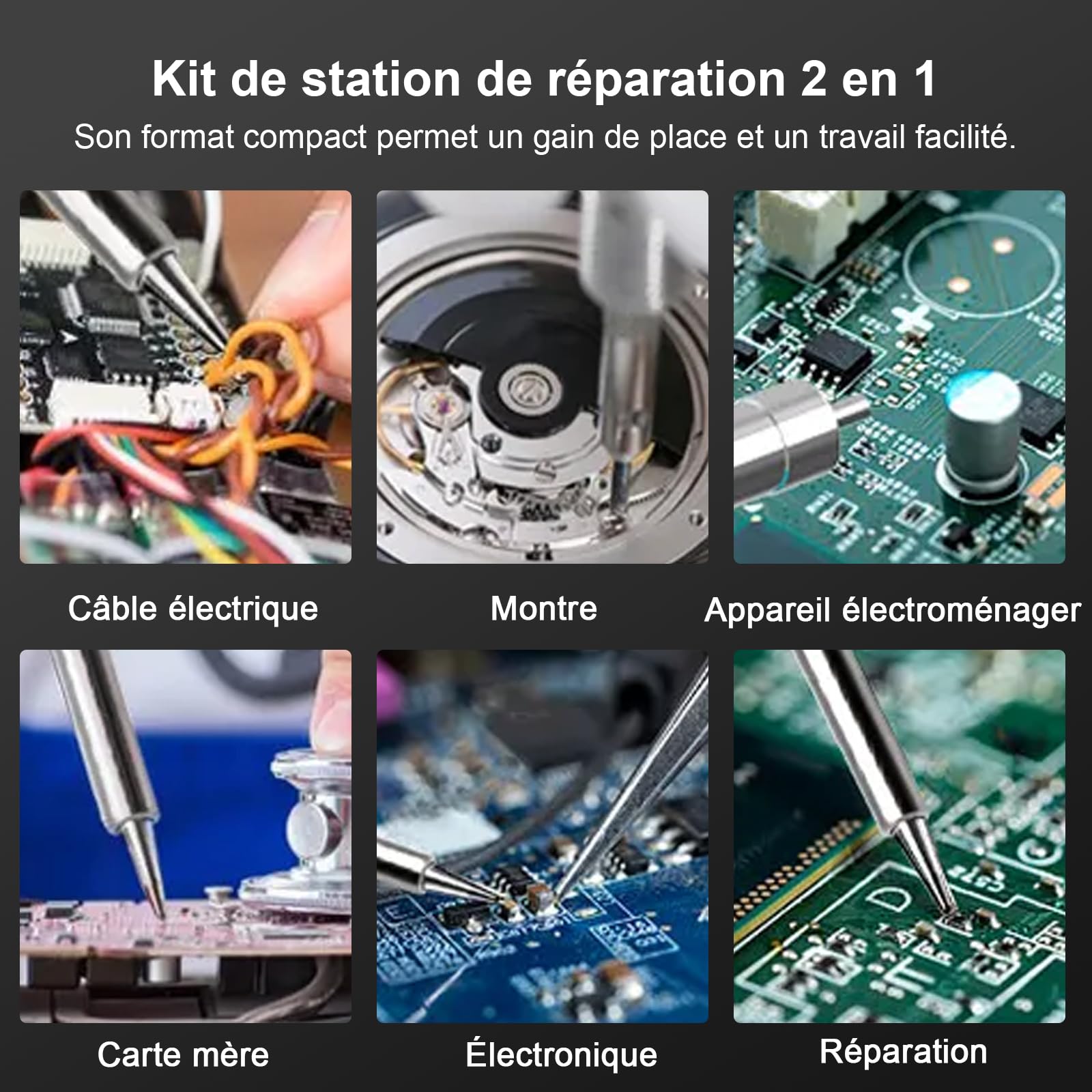 2 en 1 Ensemble de 760W Station de Soudage, Affichage Numérique 180-500 °C Fer À Souder + Pistolet À Air Chaud 8586D, Outil de Dessoudage, pour La Réparation D'Appareils Électroniques Domestiques