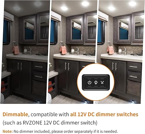 Miniatura 8 de Luz LED de disco de 4.5 pulgadas  Luz de techo empotrada de 12 voltios para lancha RV de 12 V, luz interior de 12 V para debajo del gabinete,