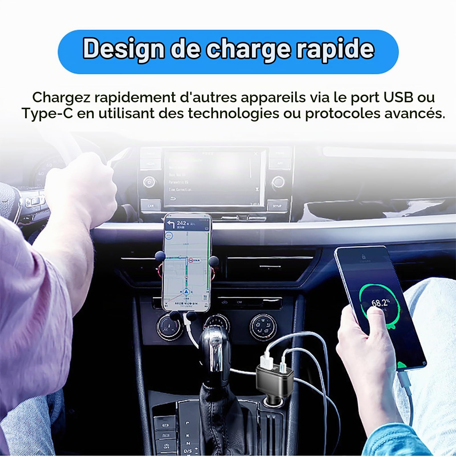 Zeerkeer Traceur GPS 4G LTE sans ABO, Double Allume-Cigare USB, Localisateur GPS de Voiture, Chargeur de Téléphone, Transmetteur de Suivi avec App Gratuite