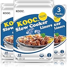 [NEW] KOOC Disposable Slow Cooker Liners and Cooking Bags, Extra Large Size Fits 6-10QT Pot, 14"x 22", 3 Packs (30 Count...