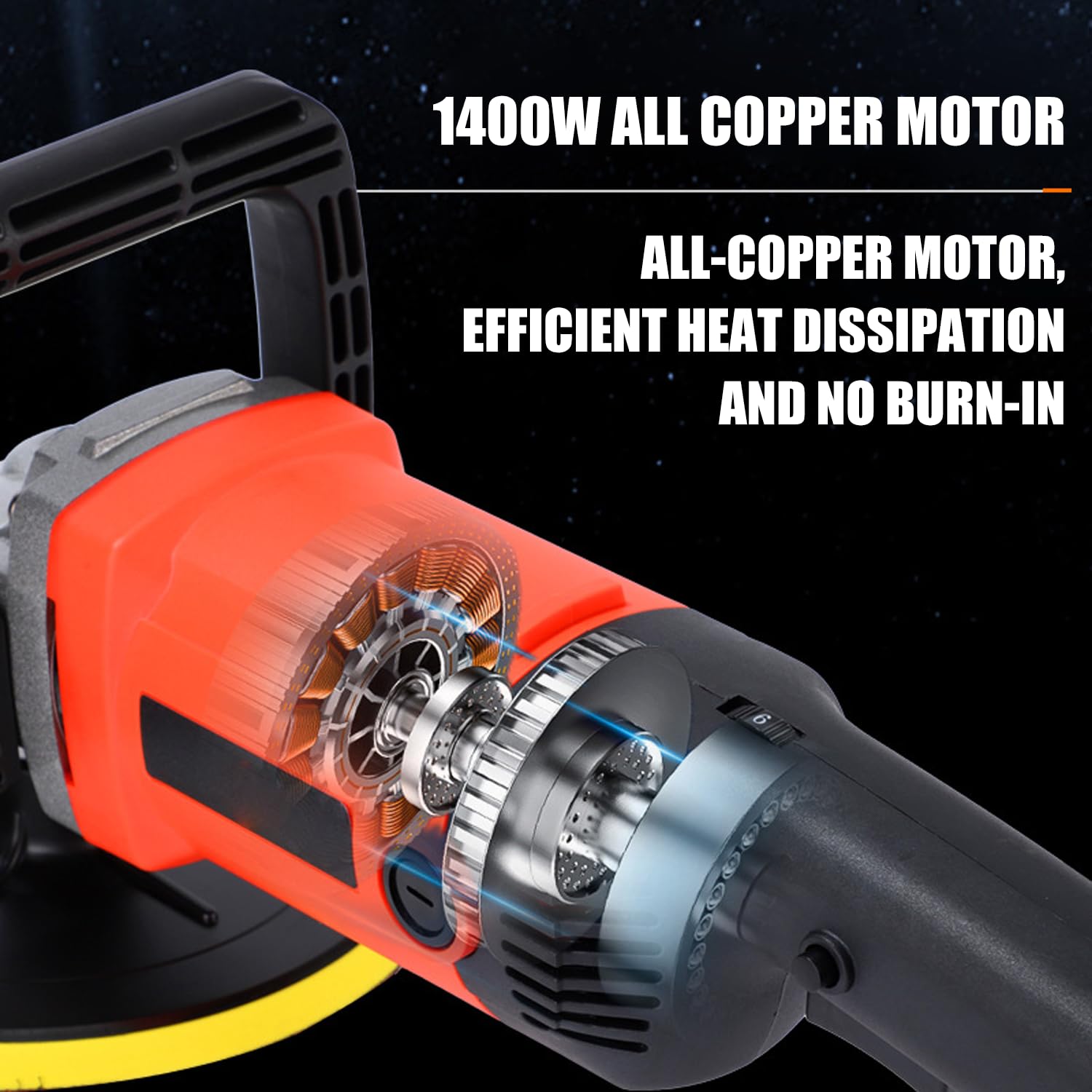 Pulidora eléctrica para Coche de 1200 W, Kit de pulidoras y pulidoras rotativas, 600-3000 r/min, con Cepillo de carbón, Tornillos, Papel de Lija Grueso/Medio/Fino, Bola d