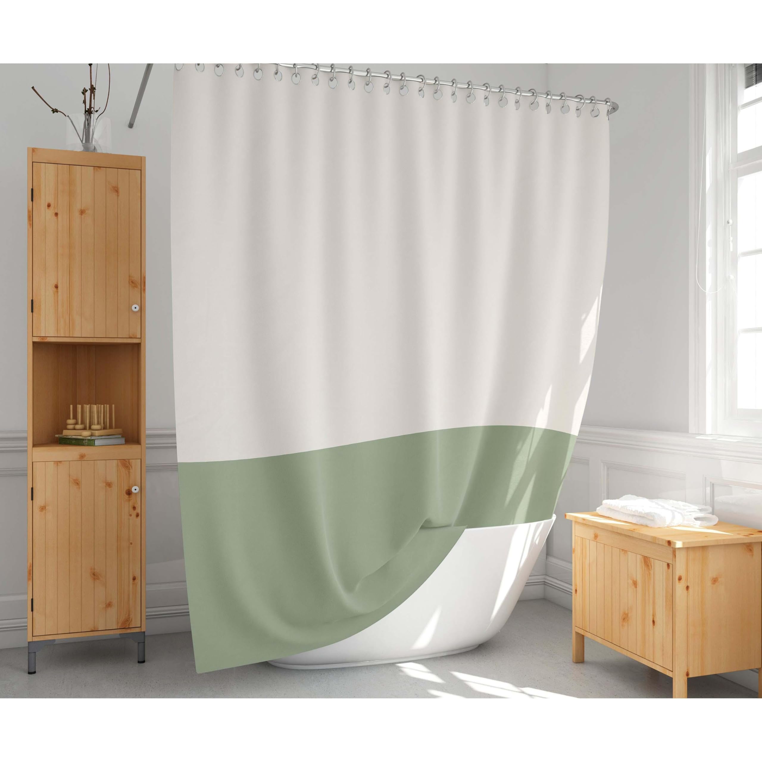 Cortinas de Ducha Modernas con diseño de Bloques de Color, Extra largas, de poliéster, con Ganchos para bañera, 200 x 300 cm (Ancho x Alto).