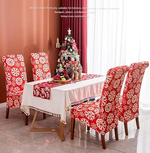 Miniatura 6 de Hiflyer Juego de 4 fundas para sillas de Navidad, fundas de asiento de cocina para sillas de comedor, fundas de sillas de Santa para decoraciones de