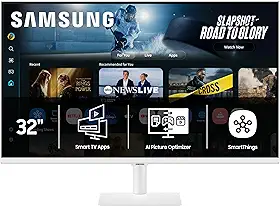 Samsung Monitor inteligente M7 de 32 polegadas (M70F) com tela UHD 4K, Samsung KI-Vision, aplicativos para Smart TV, hub de jogos, USB-C, HDMI e USB-A, branco, LS32FM703UNXZA, 2025