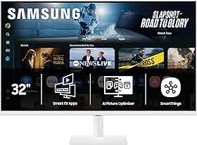 Samsung Monitor inteligente M7 de 32 polegadas (M70F) com tela UHD 4K, Samsung KI-Vision, aplicativos para Smart TV, hub de jogos, USB-C, HDMI e USB-A, branco, LS32FM703UNXZA, 2025