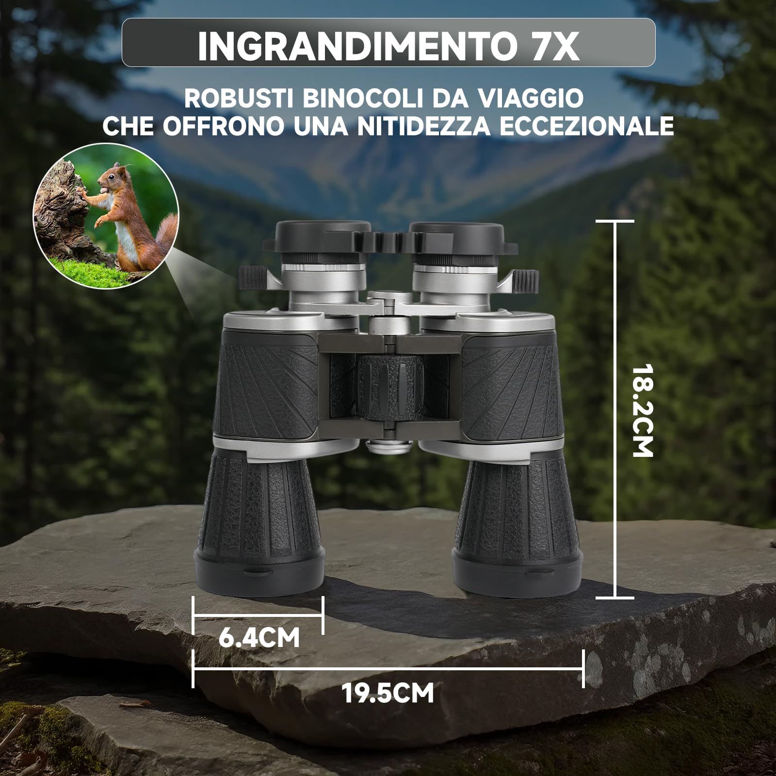 Binocolo 7x 50 per Adulti HD Portatile Birdwatching | Binocolo Compatto Pieghevole con Custodia,Professionale/Quotidiano per Escursionismo, Caccia, Visite